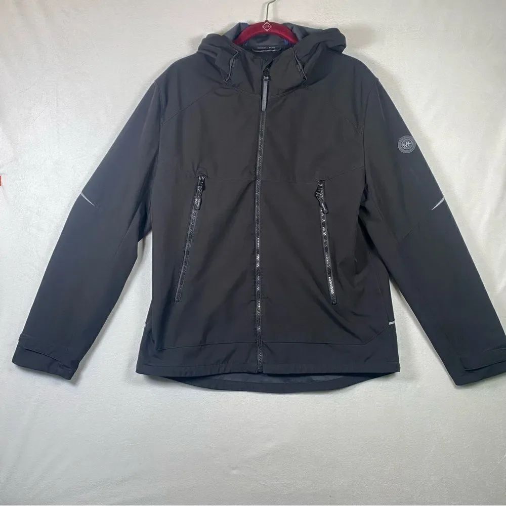 Michael Kors Black Soft Shell Hooded Jacket Size Large